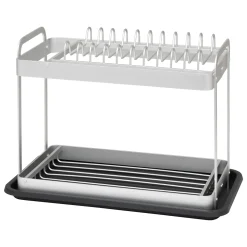 Escurreplatos con 2 niveles gris de aluminio