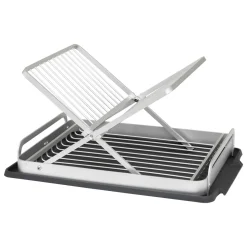 Escurreplatos plegable gris de aluminio