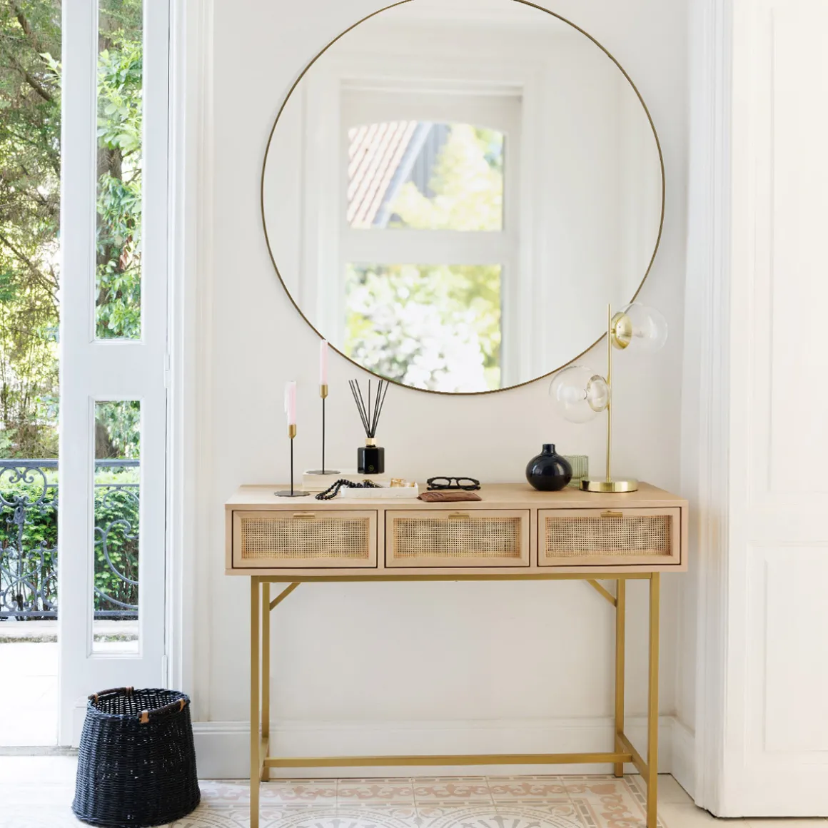 Espejo de pared ALICE redondo negro 110cm