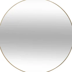 Espejo de pared ALICE redondo de metal dorado