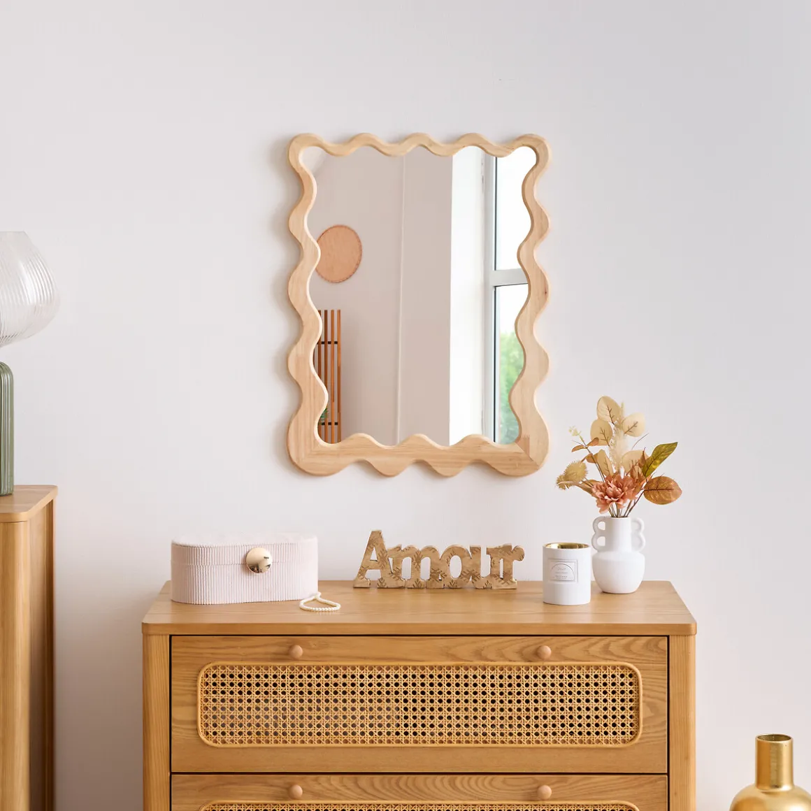 Espejo de pared beige 62cm