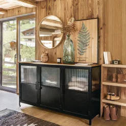 Espejo De Pared Beige Madera 68Cm