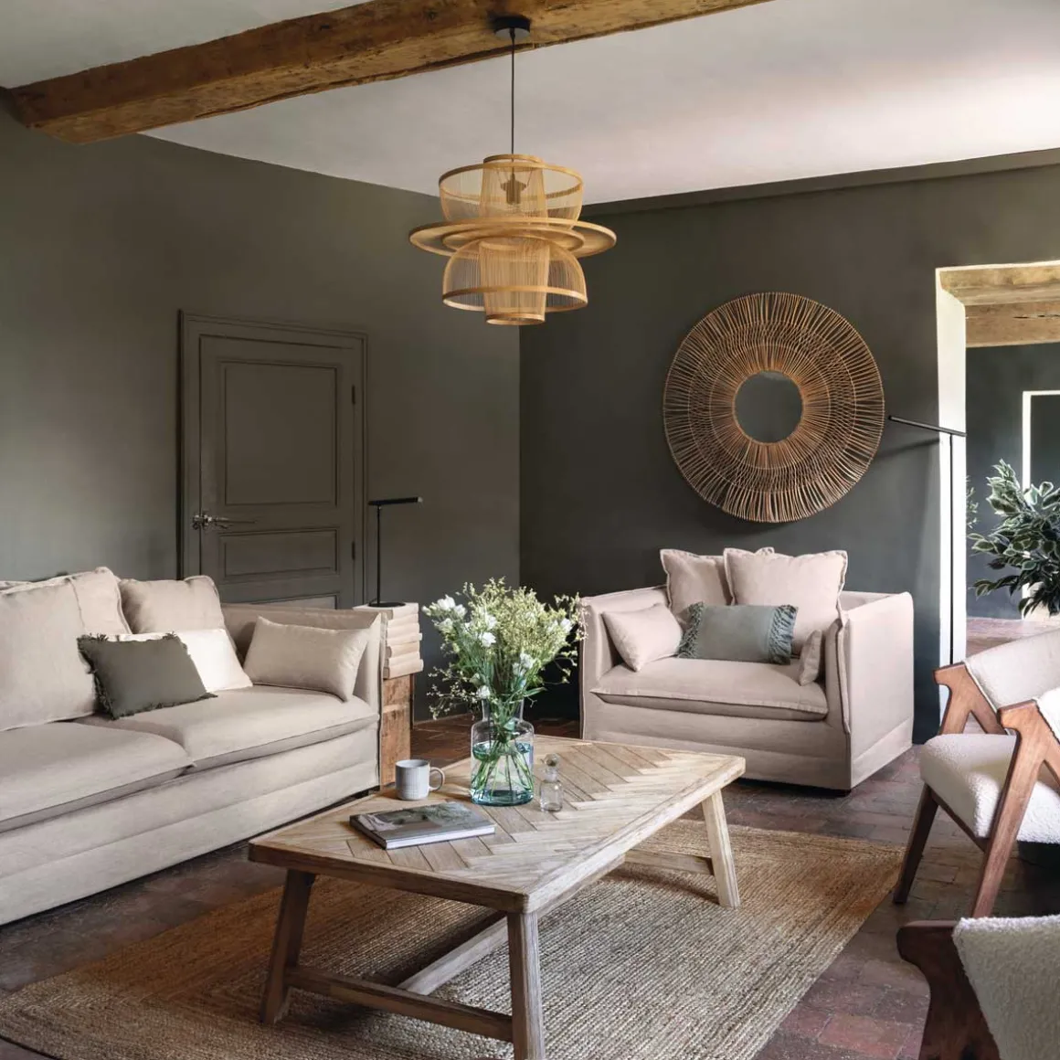 Espejo De Pared Caravane Beige 110Cm