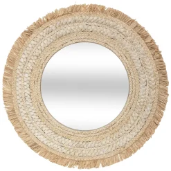 Espejo De Pared Celia Rafia Beige 68Cm