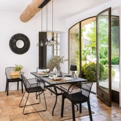 Espejo De Pared De Metal Negro 76Cm