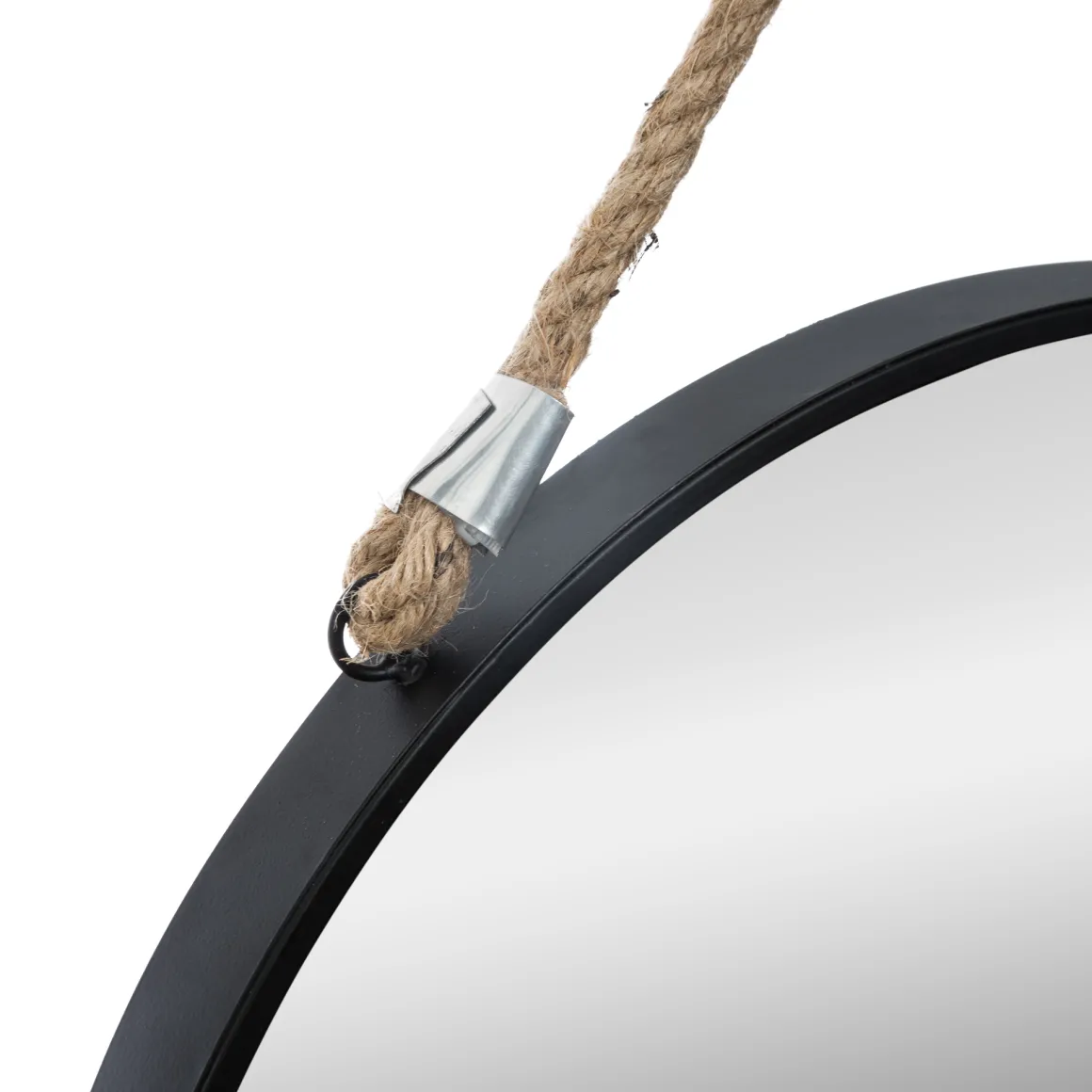 Espejo de pared ETNIC redondo negro con cuerda