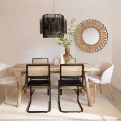 Espejo De Pared Eve De Bambú Beige 93Cm