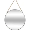Espejo De Pared Metal Gris C/Cuerda 55Cm