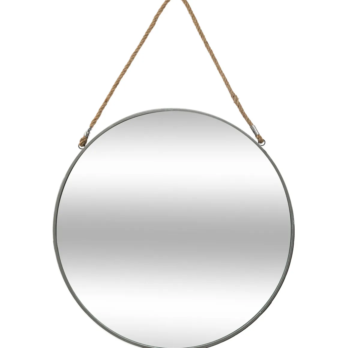 Espejo De Pared Metal Gris C/Cuerda 55Cm