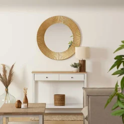 Espejo De Pared Milda Metal Dorado 90Cm