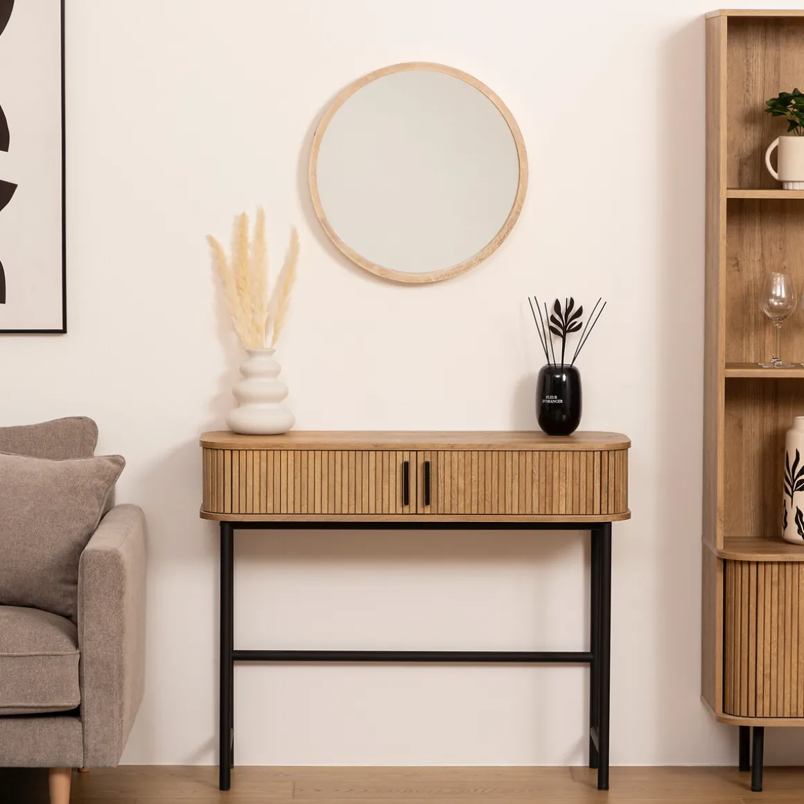 Espejo De Pared Scandinave Madera 50Cm