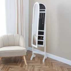 Espejo de pie con joyero LEXY blanco