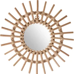 Espejo Decorativo Sol De Ratán 30Cm