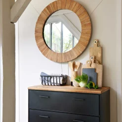 Espejo Pared De Madera Marrón 83Cm