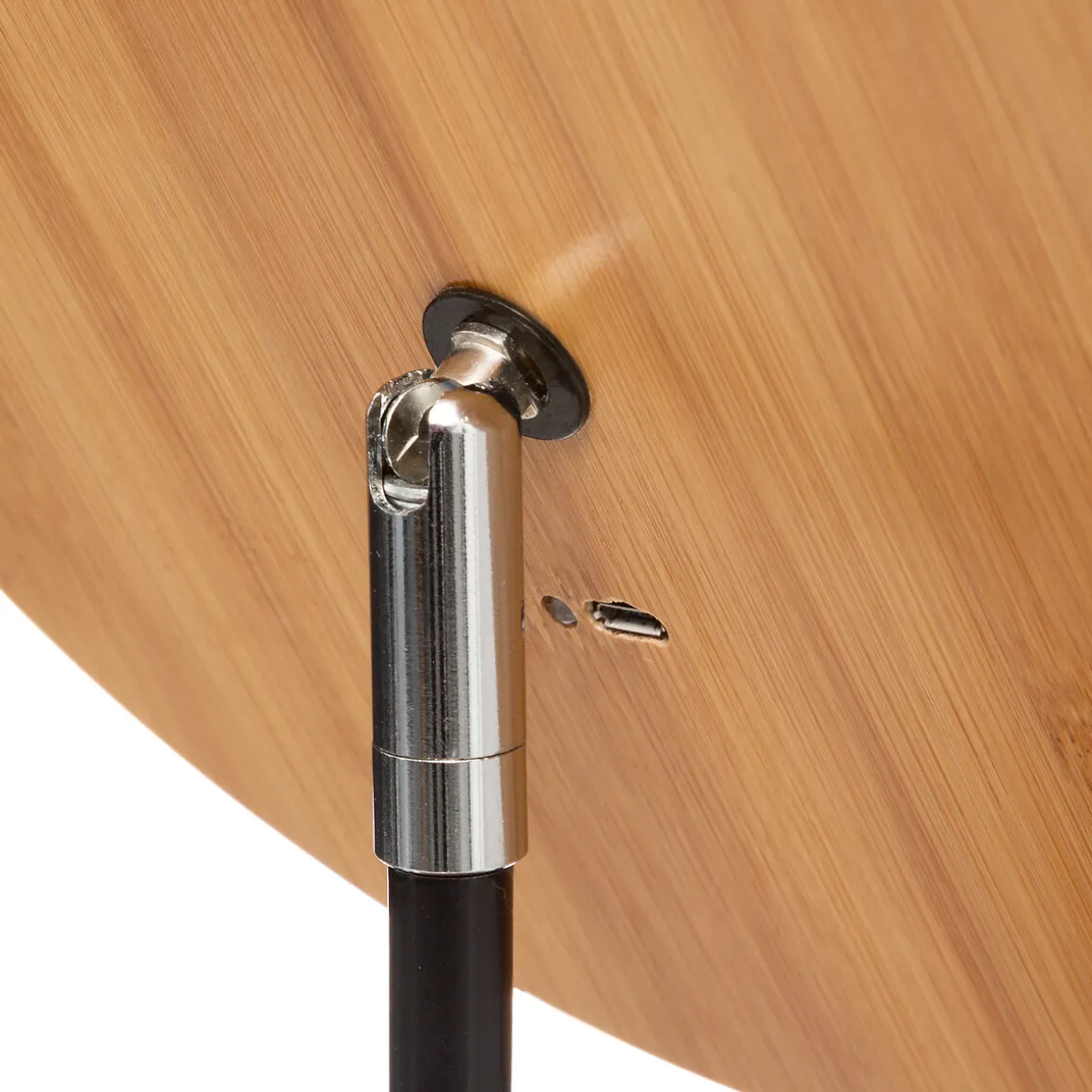 Espejo redondo led con soporte de bambú