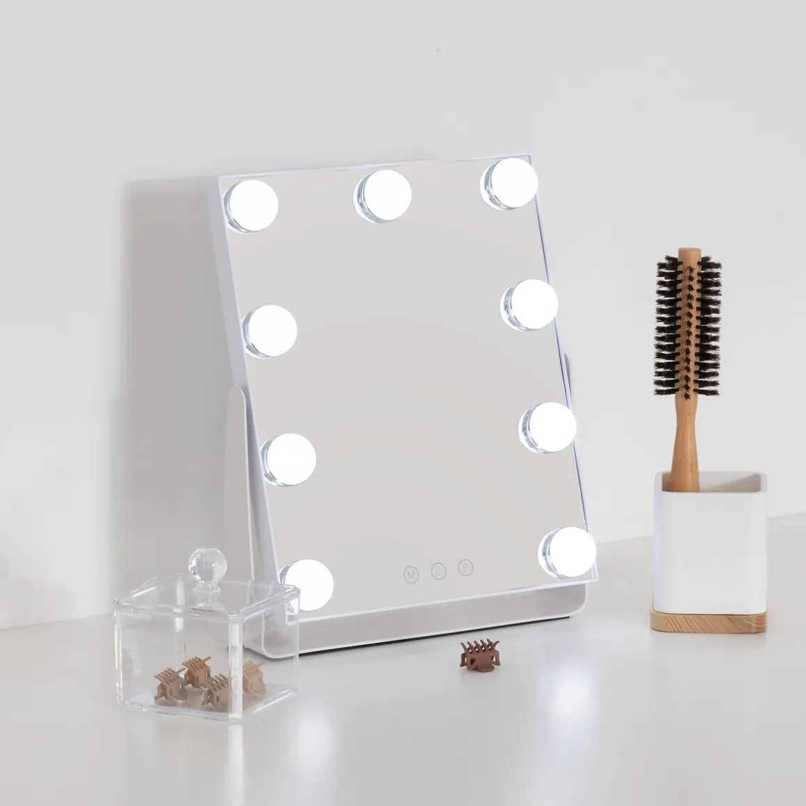 Espejo wc blanco con luz led 32cm