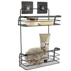 Estante De Baño Negro Con 2 Niveles