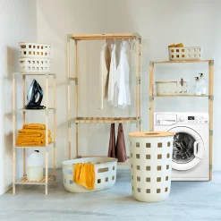 Estante para lavadora beige de madera