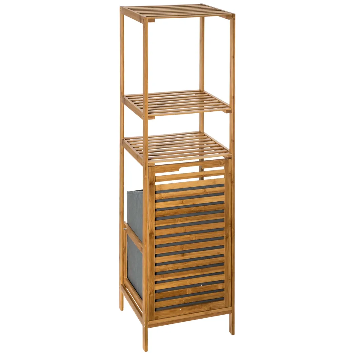 Estantería Bambú Con Cesto Para La Ropa