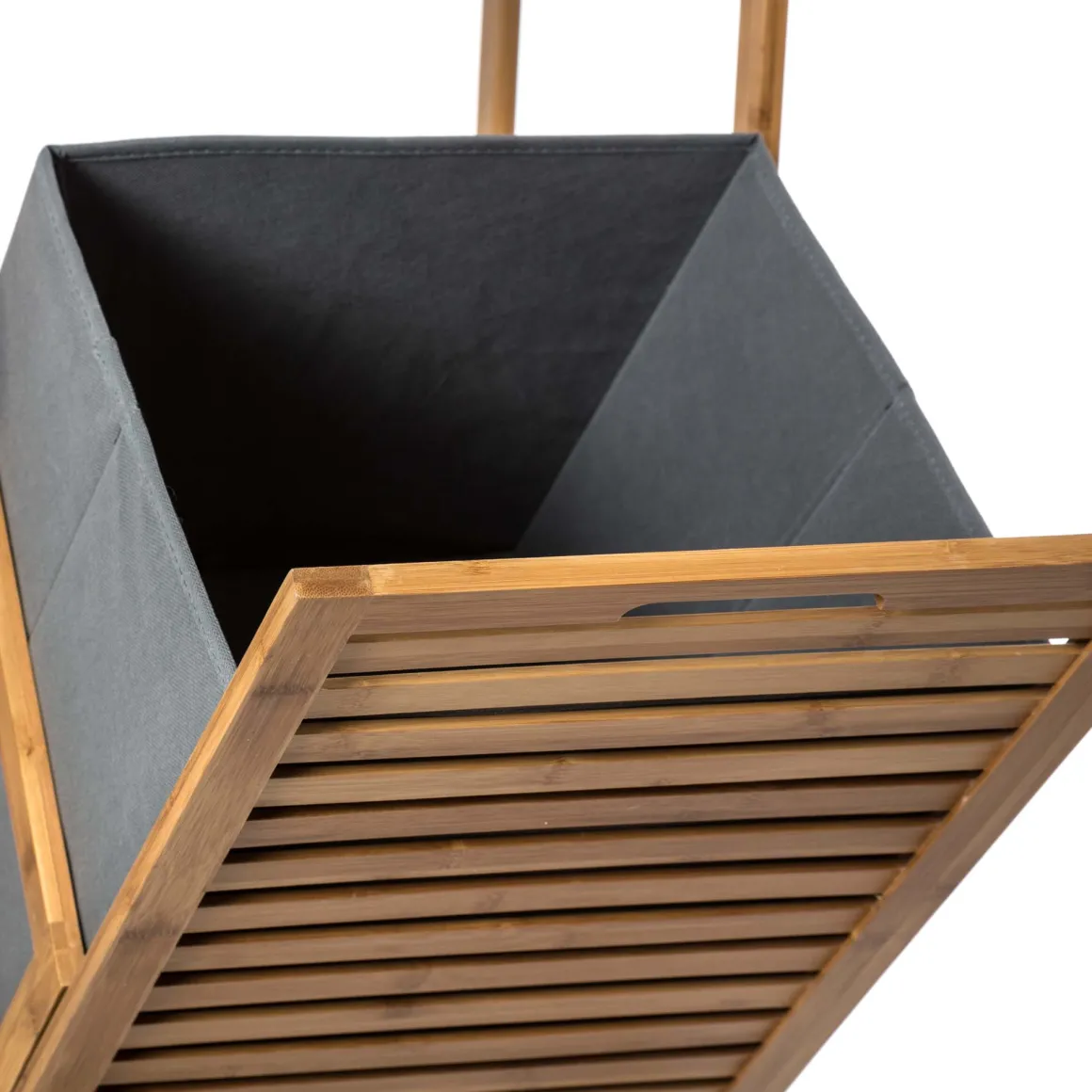 Estantería Bambú Con Cesto Para La Ropa