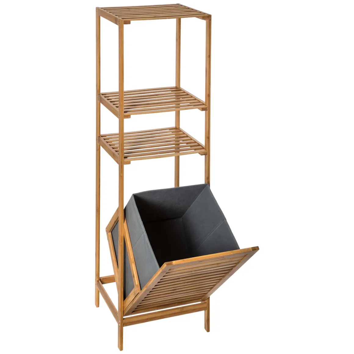 Estantería Bambú Con Cesto Para La Ropa
