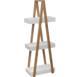 Estantería C/3 Baldas De Bambú Blanca