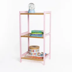 Estantería con 3 baldas rosa de bambú 70cm