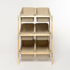 Estantería con 6 organizadores beige