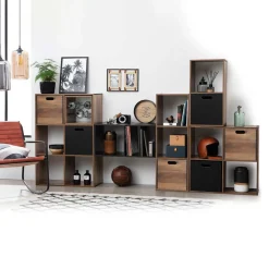 Estantería marrón oscuro con 6 cubos MIXMODUL