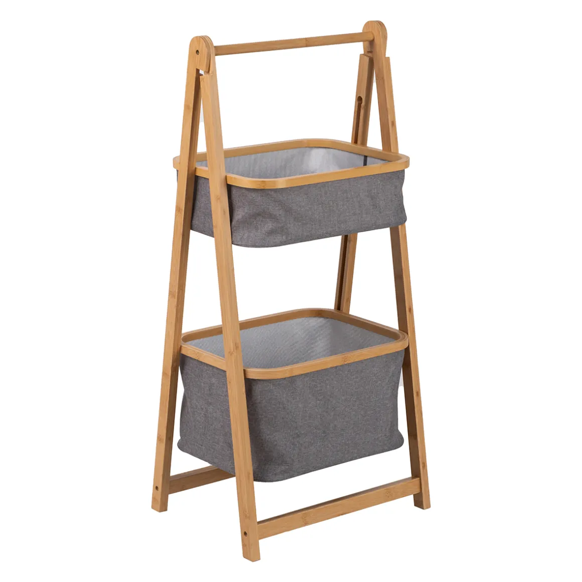 Estanteria de bambú con 2 cestas