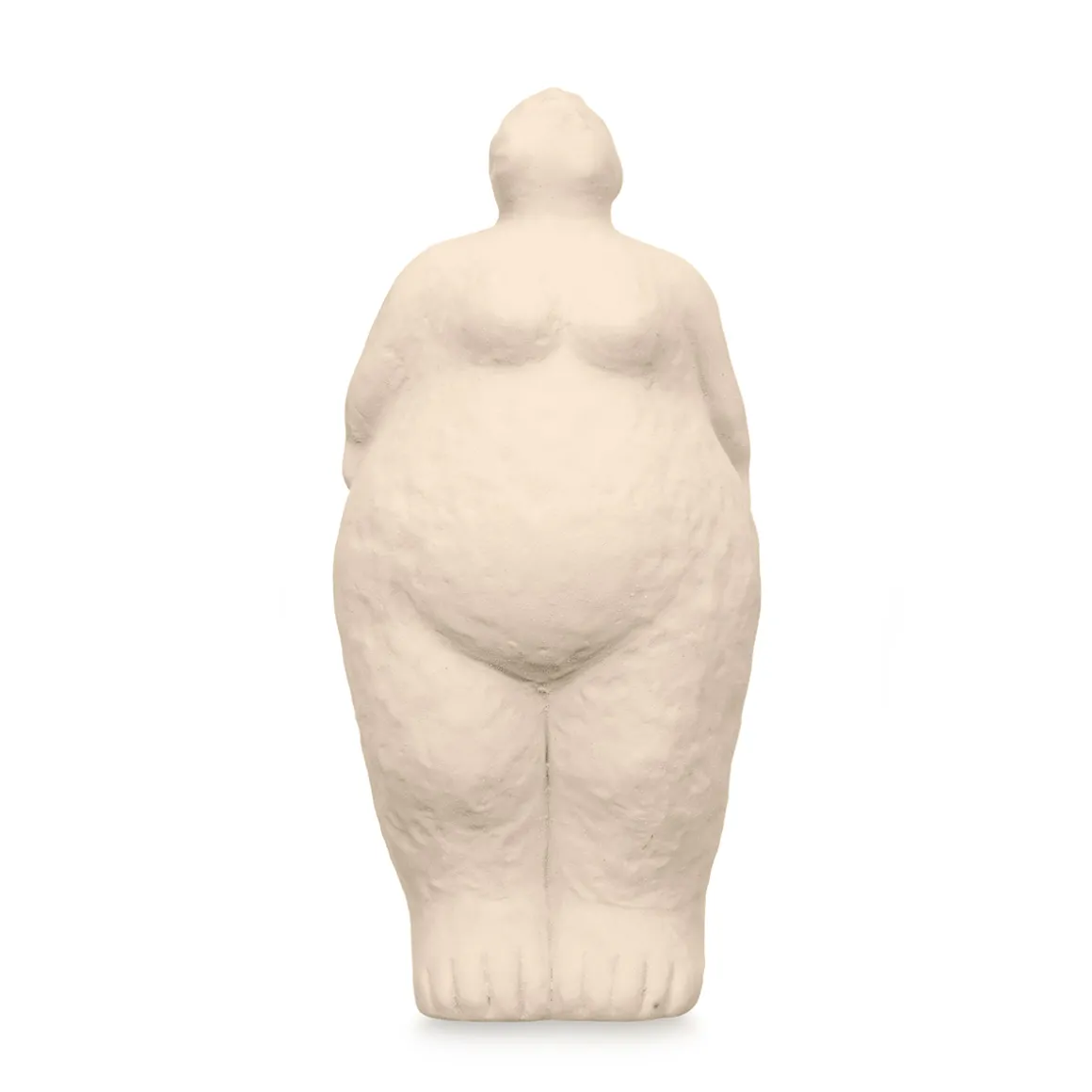 Estatua beige forma de mujer de cerámica