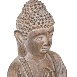 Estatua Buda Efecto Madera 30.5x24x45Cm