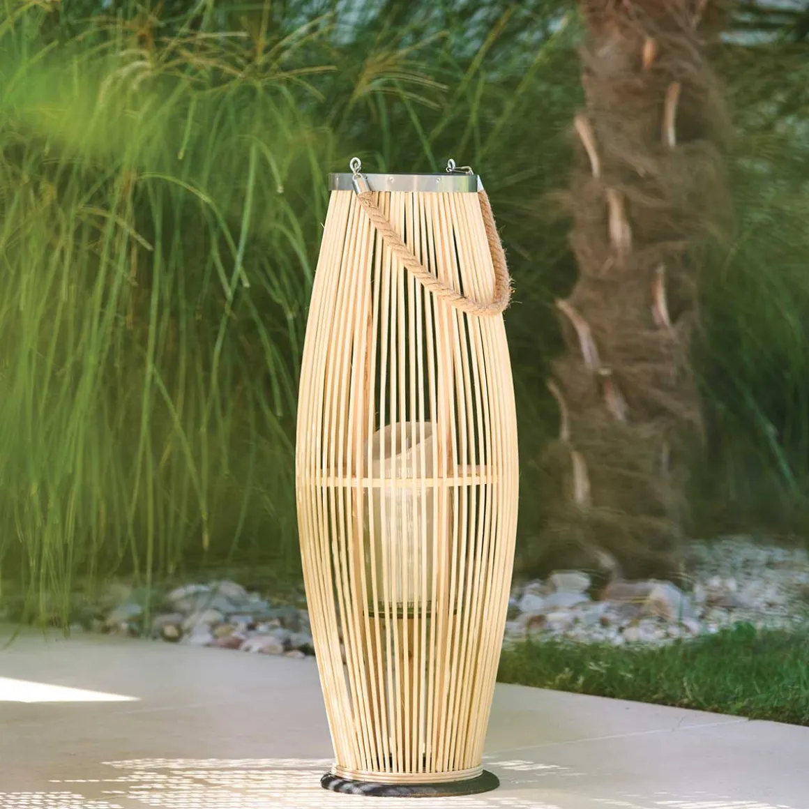 Farol De Bambú Fit 27x27x72Cm