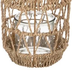 Farol De Ratán Beige 17x18Cm