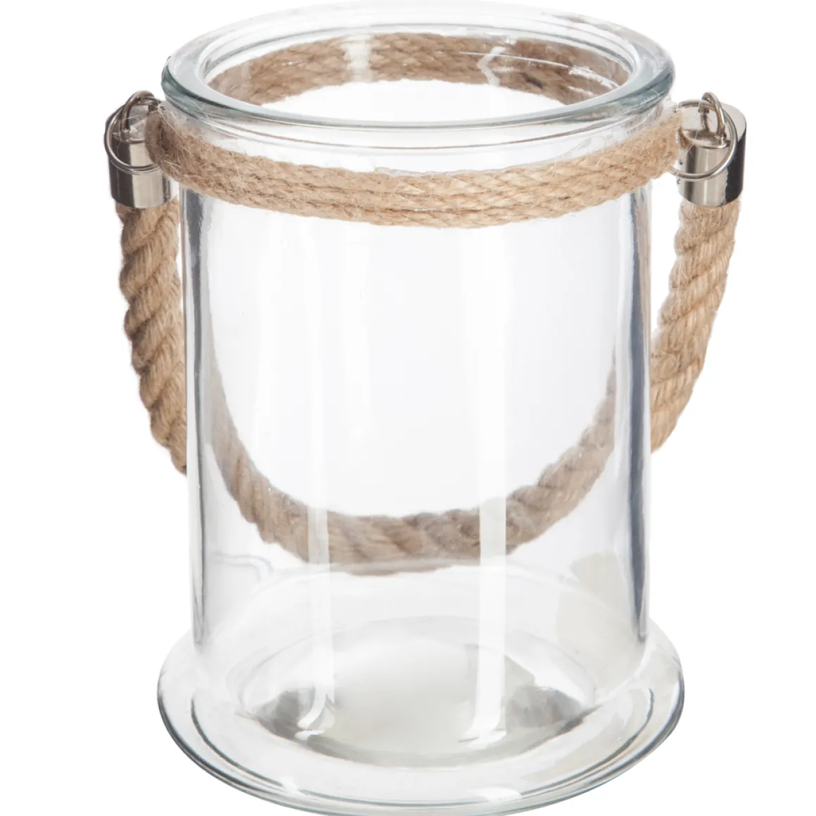 Farol De Vidrio C/Cuerda Lena 12.5x17Cm