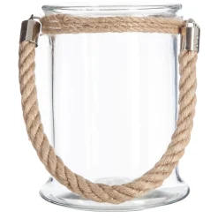 Farol De Vidrio C/Cuerda Lena 12.5x17Cm