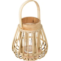 Farol decorativo de bambú color natural