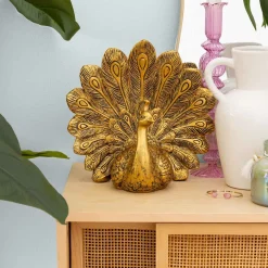 Figura pavo real WILD ROMANCE dorada 27cm