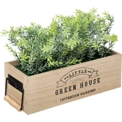 Florero De Madera C/Plantas Artif.25.5Cm