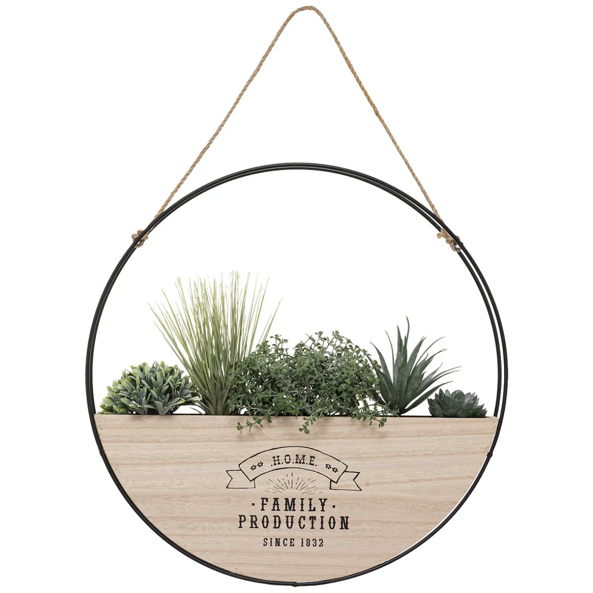 Florero Redondo Colgante De Madera 44Cm