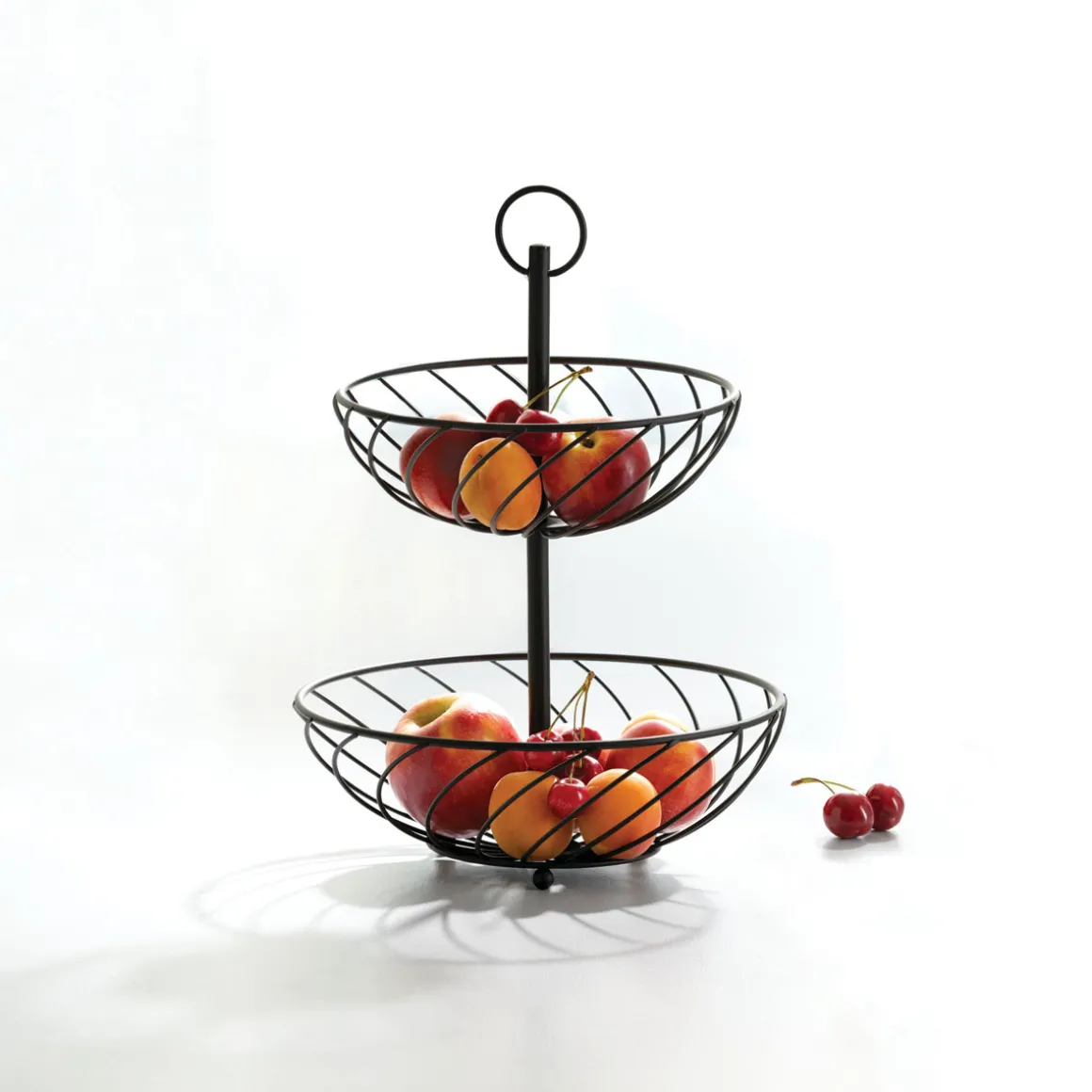 Frutero Metálico Negro C/2 Niveles 34x27