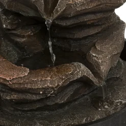 Fuente Negra De Resina 18x18x22.5Cm