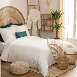 Funda de almohada blanca de algodón percal 50x70cm