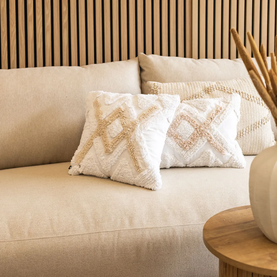 Funda De Almohada Tuft Marfil 40x40cm