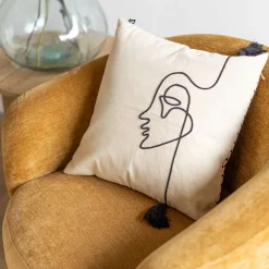 Funda De Cojín Visage Marfil Y Negro 40x40cm