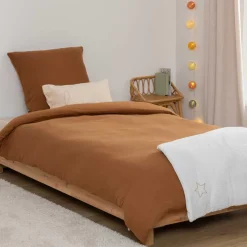 Funda nórdica y funda de cojín de gasa terracota