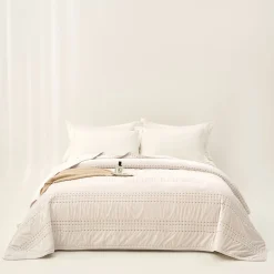 IVREA edredón de terciopelo beige 240x260cm