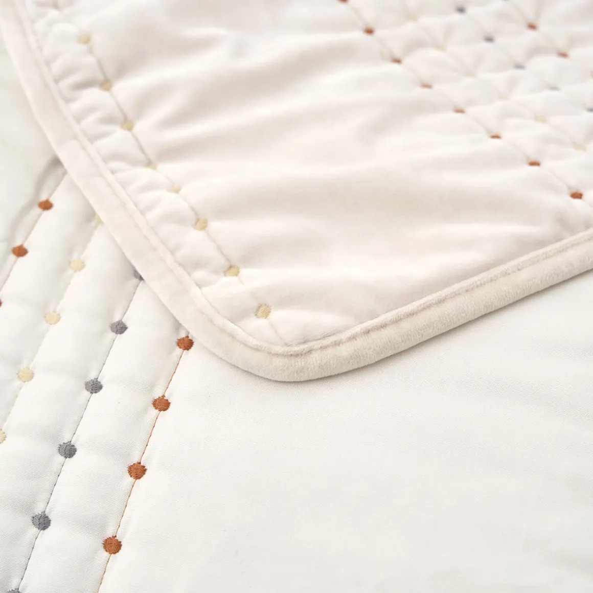 IVREA edredón de terciopelo beige 240x260cm