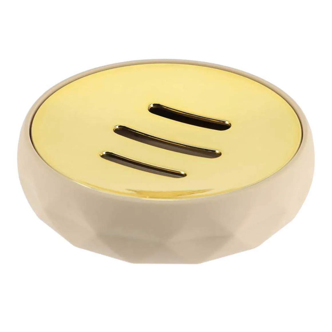 Jabonera Beige Y Dorada