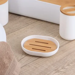 Jabonera De Bambú Blanco Y Natural